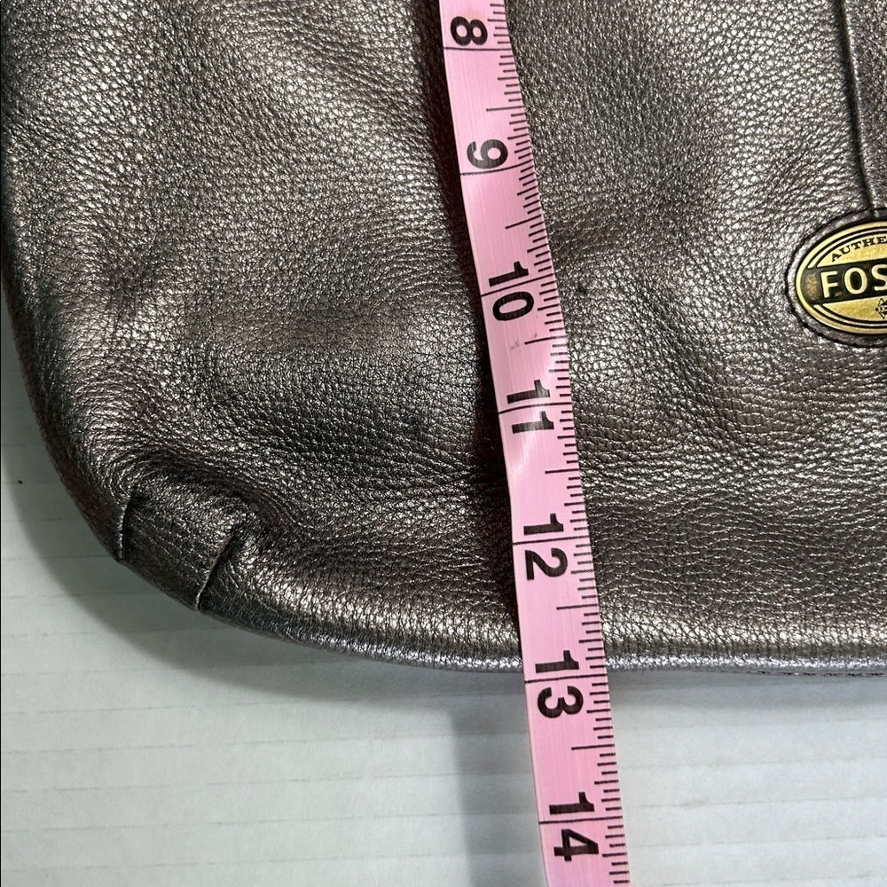 FOSSIL MADDOX EXPLORER HOBO METALLIC GRAY LEATHER SHOULDER BAG - Picture 16 of 16